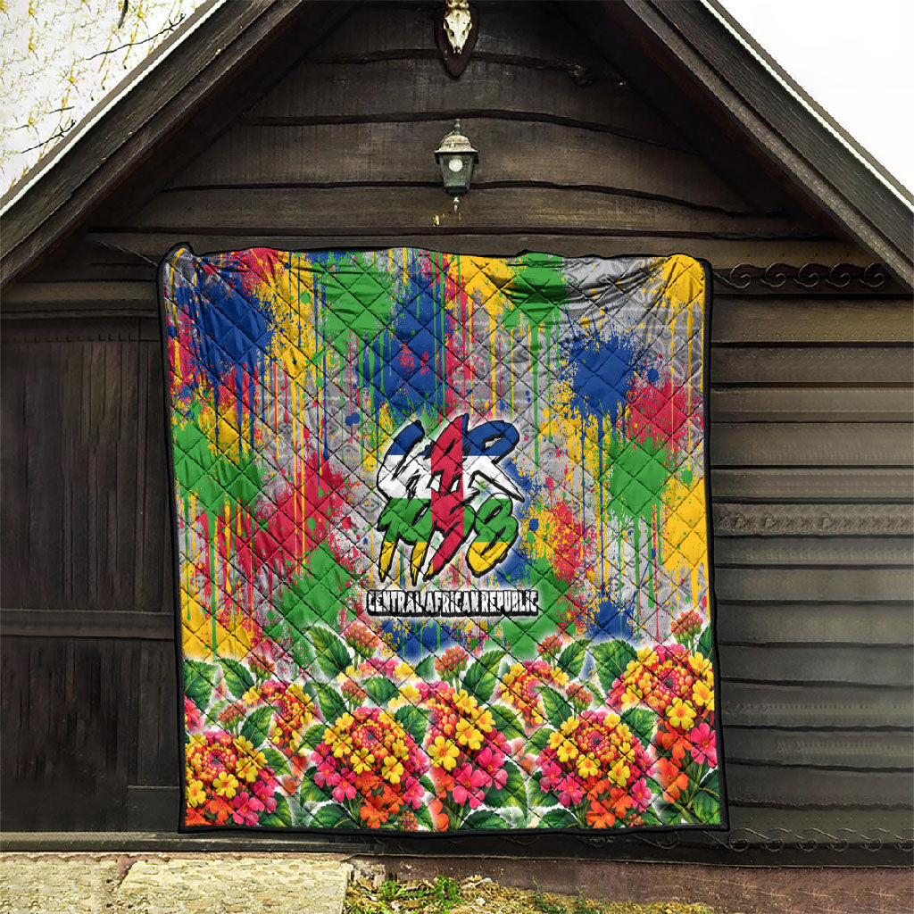 Central African Republic 1958 Quilt Leopard Colorful Paint Splatter Patriotic Flag