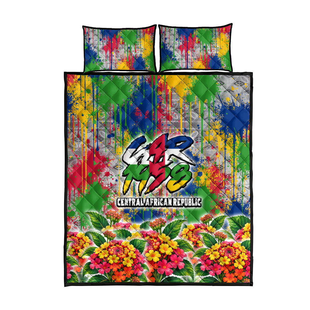 Central African Republic 1958 Quilt Bed Set Leopard Colorful Paint Splatter Patriotic Flag