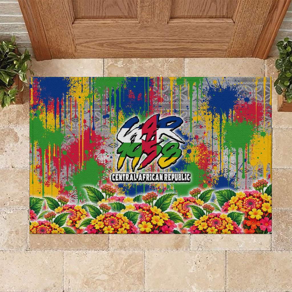 Central African Republic 1958 Rubber Doormat Leopard Colorful Paint Splatter Patriotic Flag