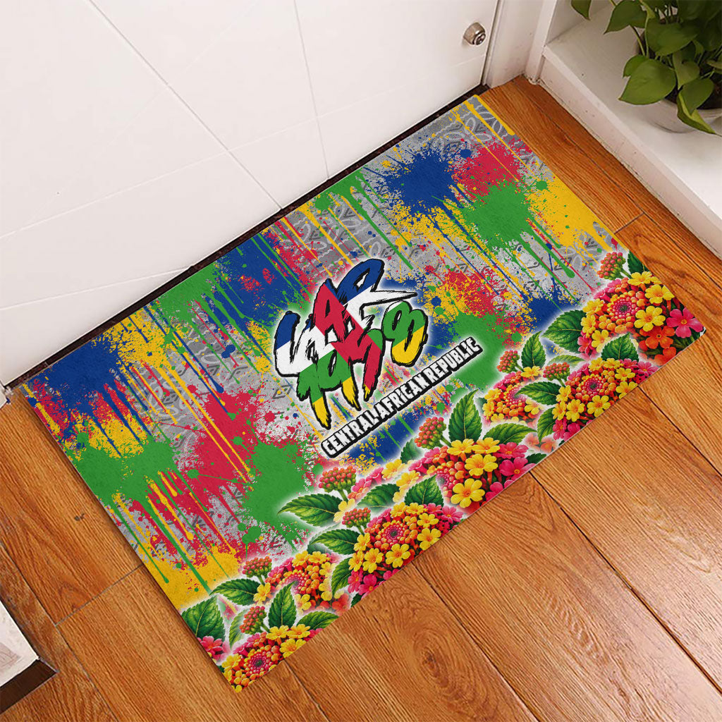Central African Republic 1958 Rubber Doormat Leopard Colorful Paint Splatter Patriotic Flag