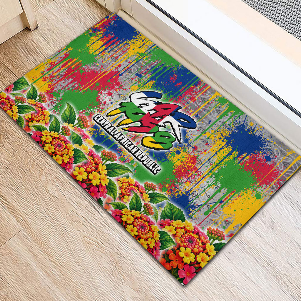 Central African Republic 1958 Rubber Doormat Leopard Colorful Paint Splatter Patriotic Flag