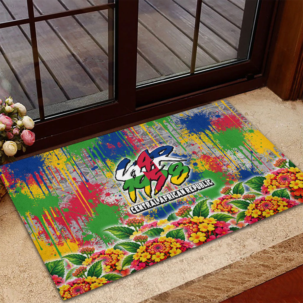 Central African Republic 1958 Rubber Doormat Leopard Colorful Paint Splatter Patriotic Flag