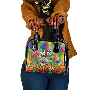 Central African Republic 1958 Shoulder Handbag Leopard Colorful Paint Splatter Patriotic Flag