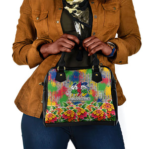 Central African Republic 1958 Shoulder Handbag Leopard Colorful Paint Splatter Patriotic Flag