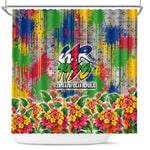 Central African Republic 1958 Shower Curtain Leopard Colorful Paint Splatter Patriotic Flag