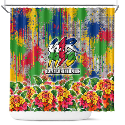 Central African Republic 1958 Shower Curtain Leopard Colorful Paint Splatter Patriotic Flag