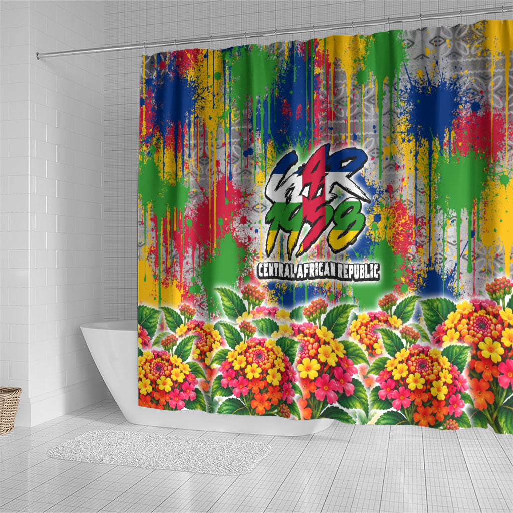 Central African Republic 1958 Shower Curtain Leopard Colorful Paint Splatter Patriotic Flag
