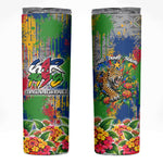 Central African Republic 1958 Skinny Tumbler Leopard Colorful Paint Splatter Patriotic Flag