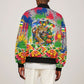 Central African Republic 1958 Sleeve Zip Bomber Jacket Leopard Colorful Paint Splatter Patriotic Flag