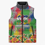 Central African Republic 1958 Sleeveless Puffer Jacket Leopard Colorful Paint Splatter Patriotic Flag