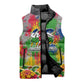 Central African Republic 1958 Sleeveless Puffer Jacket Leopard Colorful Paint Splatter Patriotic Flag