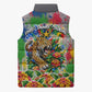 Central African Republic 1958 Sleeveless Puffer Jacket Leopard Colorful Paint Splatter Patriotic Flag