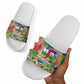 Central African Republic 1958 Slide Sandals Leopard Colorful Paint Splatter Patriotic Flag