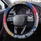 Central African Republic 1958 Steering Wheel Cover Leopard Colorful Paint Splatter Patriotic Flag