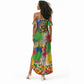 Central African Republic 1958 Summer Maxi Dress Leopard Colorful Paint Splatter Patriotic Flag