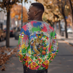 Central African Republic 1958 Sweatshirt Leopard Colorful Paint Splatter Patriotic Flag