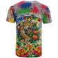 Central African Republic 1958 T shirt Leopard Colorful Paint Splatter Patriotic Flag
