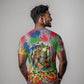 Central African Republic 1958 T shirt Leopard Colorful Paint Splatter Patriotic Flag