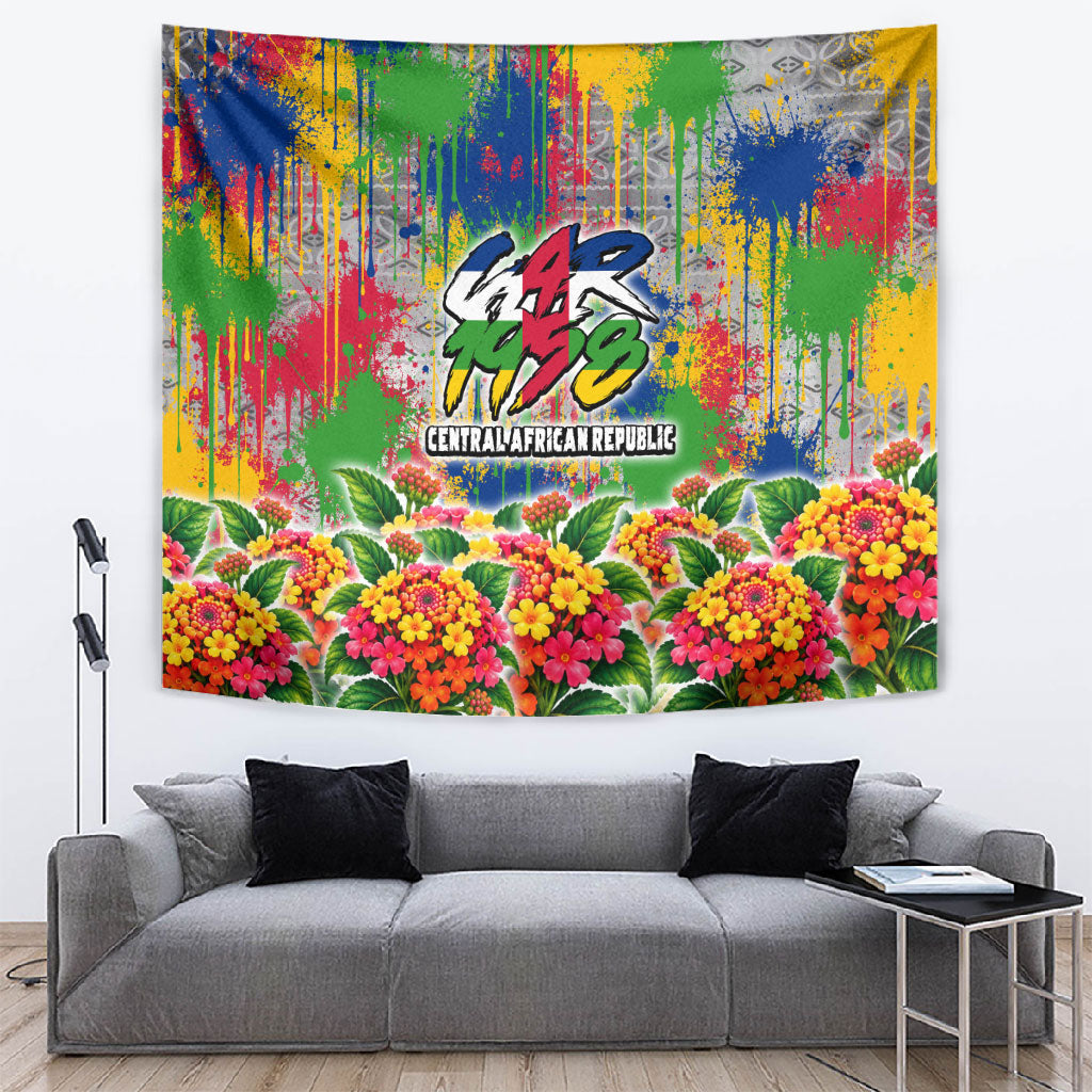 Central African Republic 1958 Tapestry Leopard Colorful Paint Splatter Patriotic Flag