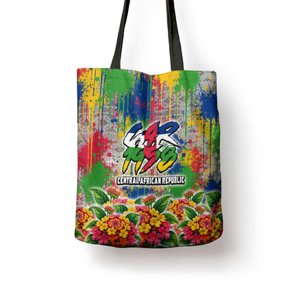 Central African Republic 1958 Tote Bag Leopard Colorful Paint Splatter Patriotic Flag