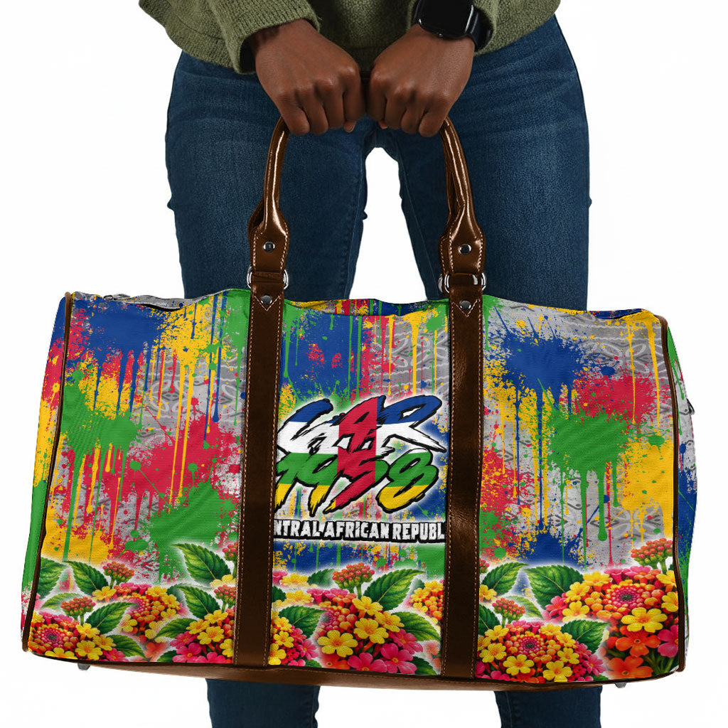 Central African Republic 1958 Travel Bag Leopard Colorful Paint Splatter Patriotic Flag