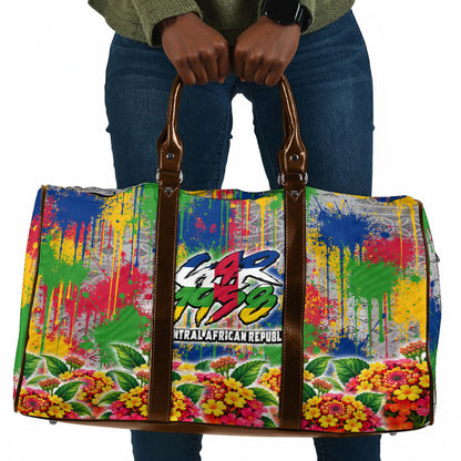 Central African Republic 1958 Travel Bag Leopard Colorful Paint Splatter Patriotic Flag
