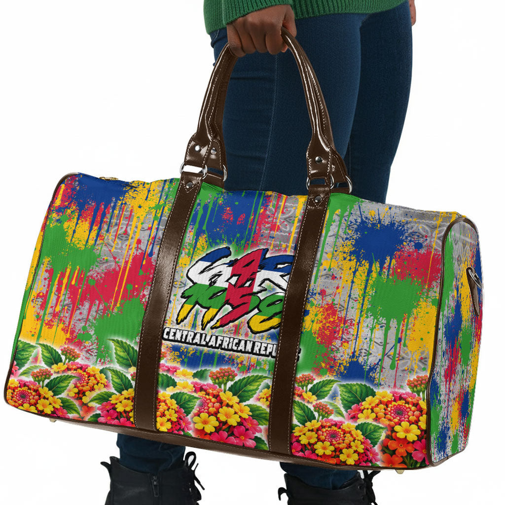 Central African Republic 1958 Travel Bag Leopard Colorful Paint Splatter Patriotic Flag