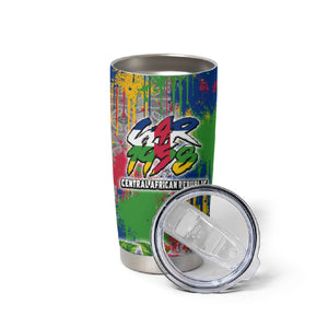 Central African Republic 1958 Tumbler Cup Leopard Colorful Paint Splatter Patriotic Flag
