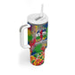Central African Republic 1958 Tumbler With Handle Leopard Colorful Paint Splatter Patriotic Flag