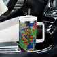 Central African Republic 1958 Tumbler With Handle Leopard Colorful Paint Splatter Patriotic Flag