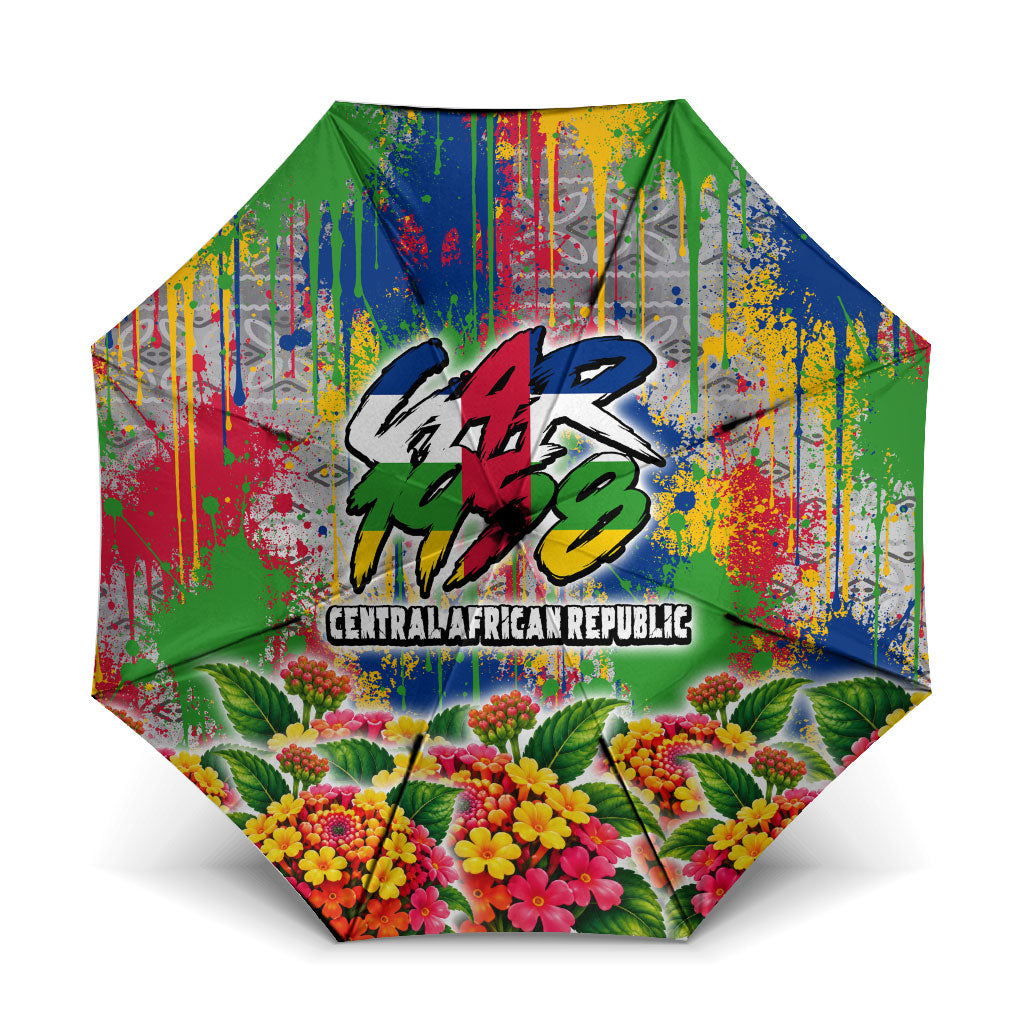 Central African Republic 1958 Umbrella Leopard Colorful Paint Splatter Patriotic Flag