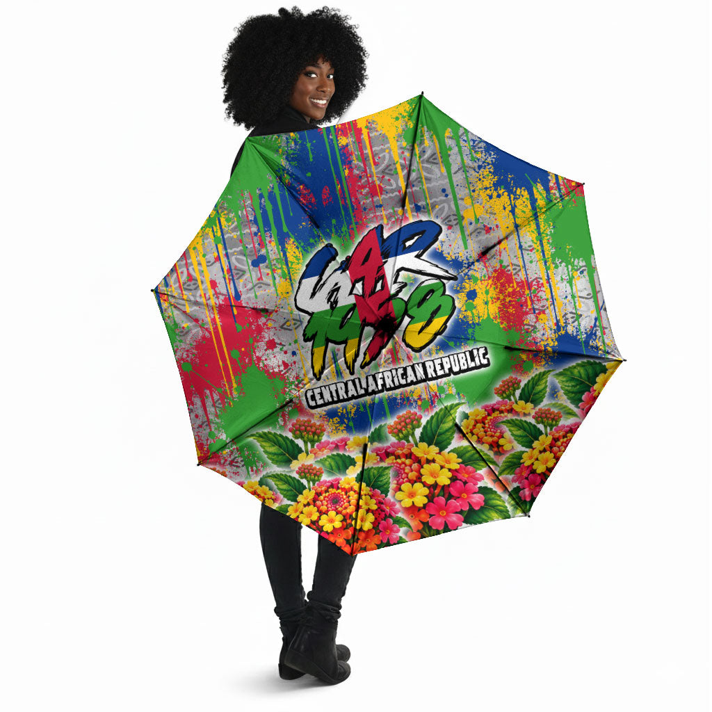 Central African Republic 1958 Umbrella Leopard Colorful Paint Splatter Patriotic Flag
