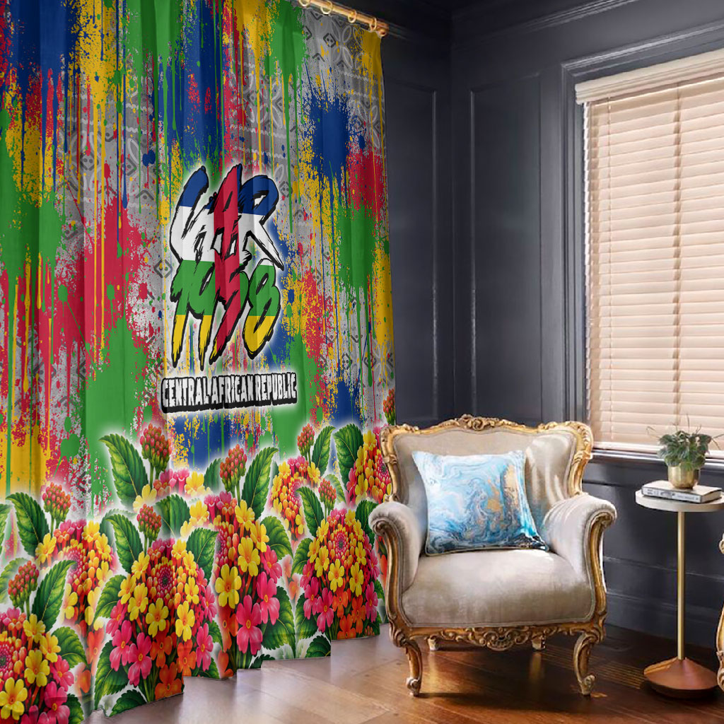 Central African Republic 1958 Window Curtain Leopard Colorful Paint Splatter Patriotic Flag