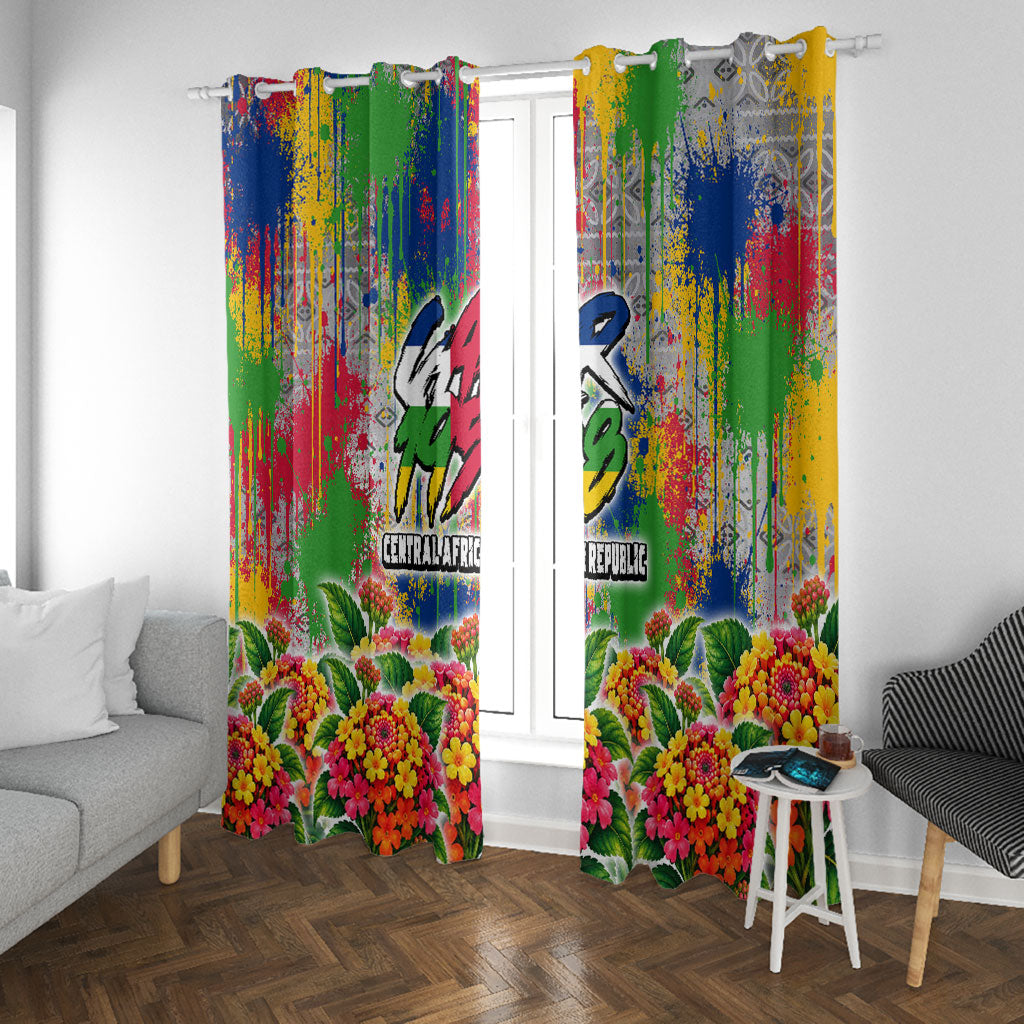 Central African Republic 1958 Window Curtain Leopard Colorful Paint Splatter Patriotic Flag