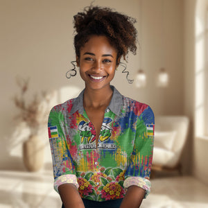 Central African Republic 1958 Women Casual Shirt Leopard Colorful Paint Splatter Patriotic Flag