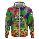 Central African Republic 1958 Zip Hoodie Leopard Colorful Paint Splatter Patriotic Flag