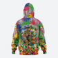 Central African Republic 1958 Zip Hoodie Leopard Colorful Paint Splatter Patriotic Flag