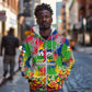 Central African Republic 1958 Zip Hoodie Leopard Colorful Paint Splatter Patriotic Flag