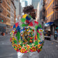 Central African Republic 1958 Zip Hoodie Leopard Colorful Paint Splatter Patriotic Flag