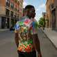 Central African Republic 1958 Zipper Polo Shirt Leopard Colorful Paint Splatter Patriotic Flag