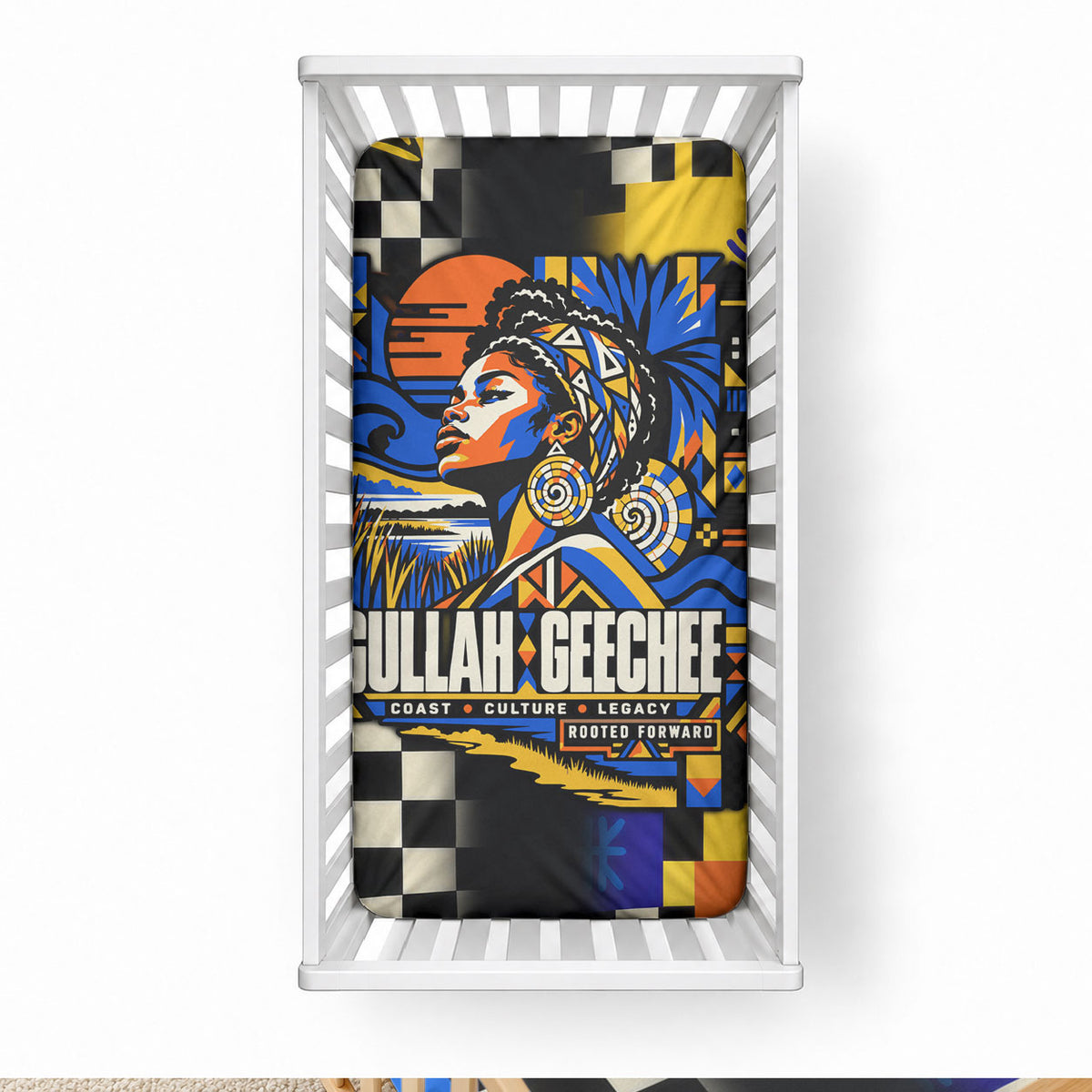 Gullah Geechee African American Baby Bed Cover Black History Vibrant Abstract Coastal