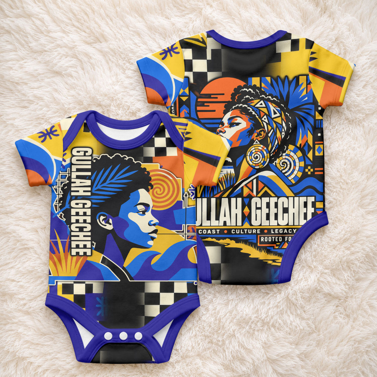 Gullah Geechee African American Baby Onesie Black History Vibrant Abstract Coastal