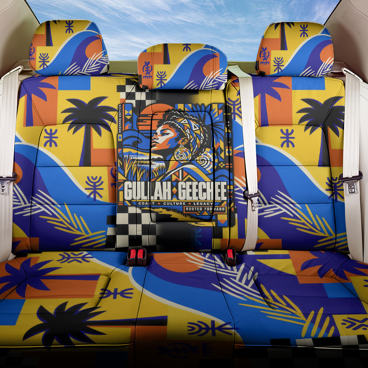 Gullah Geechee African American Back Car Seat Cover Black History Vibrant Abstract Coastal
