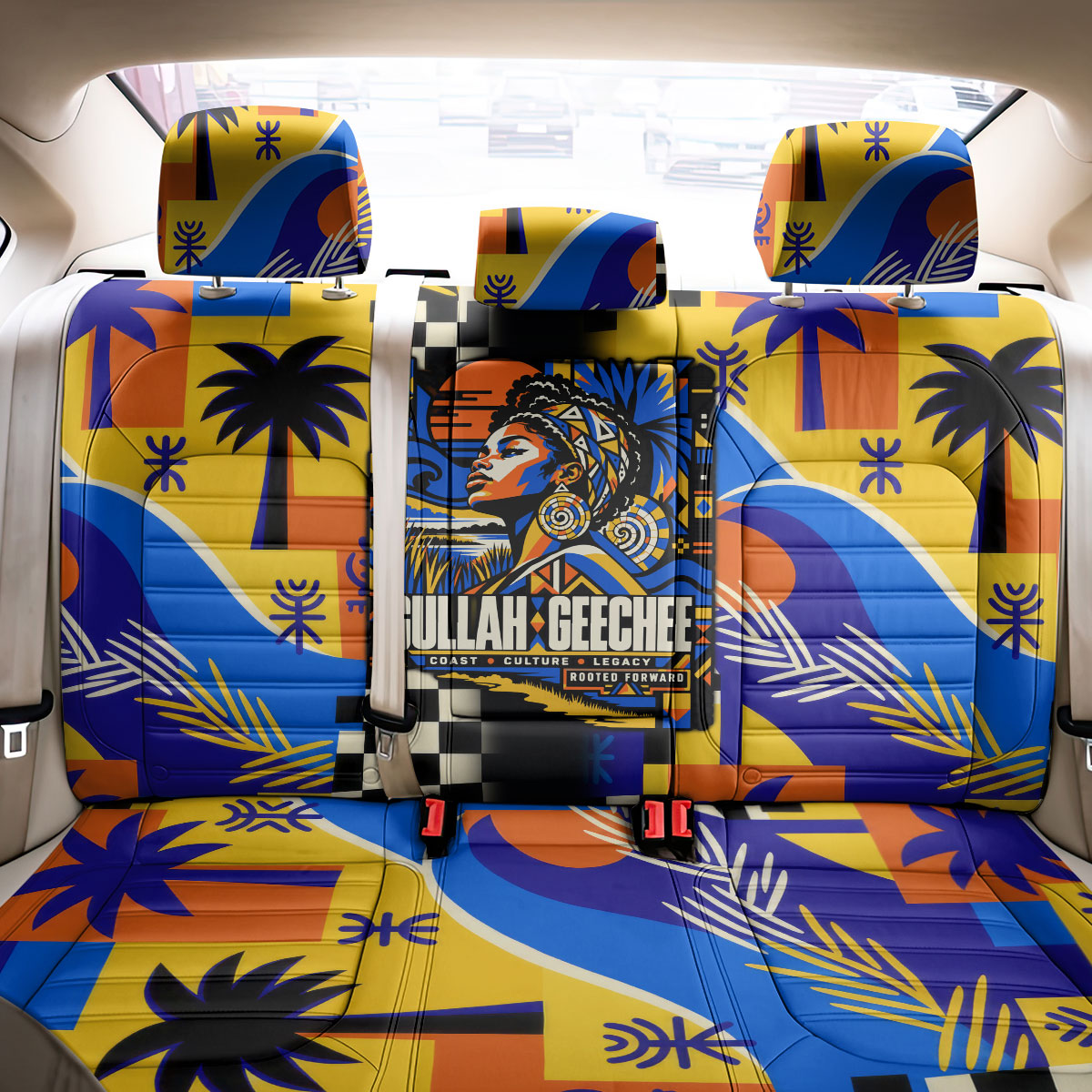 Gullah Geechee African American Back Car Seat Cover Black History Vibrant Abstract Coastal