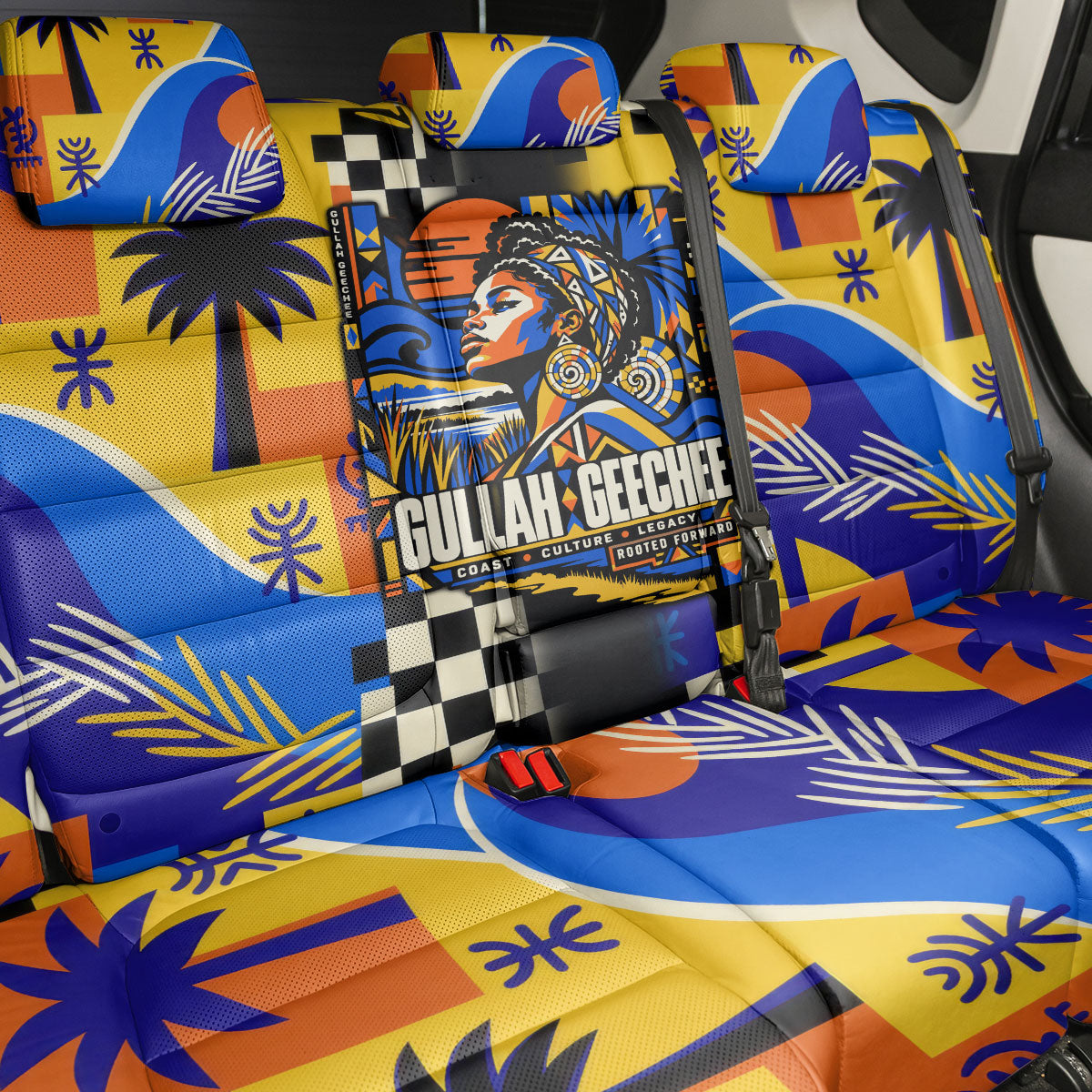 Gullah Geechee African American Back Car Seat Cover Black History Vibrant Abstract Coastal