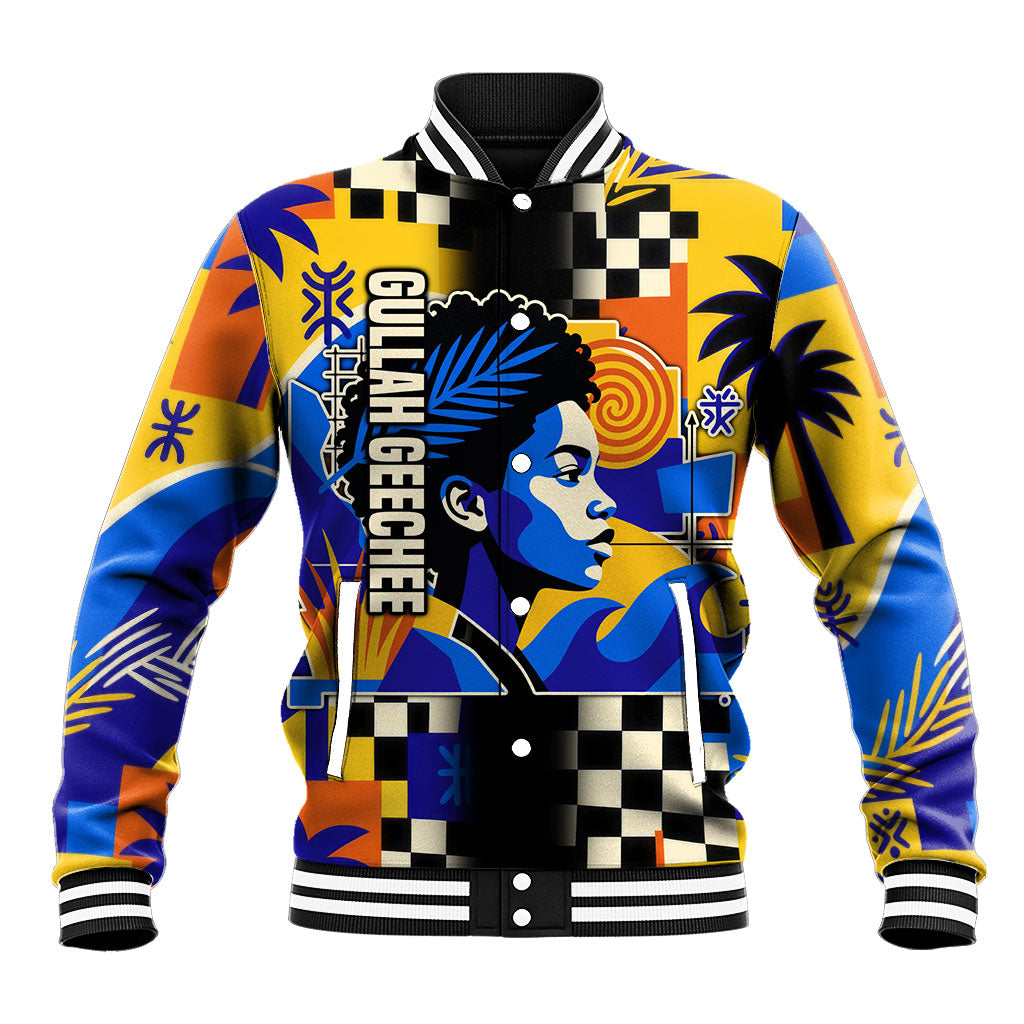 Gullah Geechee African American Baseball Jacket Black History Vibrant Abstract Coastal