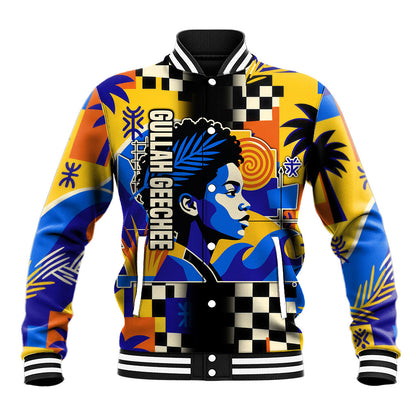Gullah Geechee African American Baseball Jacket Black History Vibrant Abstract Coastal