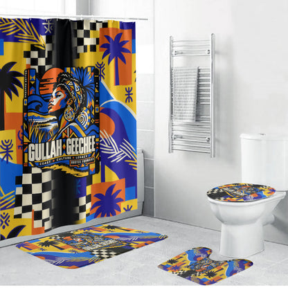 Gullah Geechee African American Bathroom Set Black History Vibrant Abstract Coastal