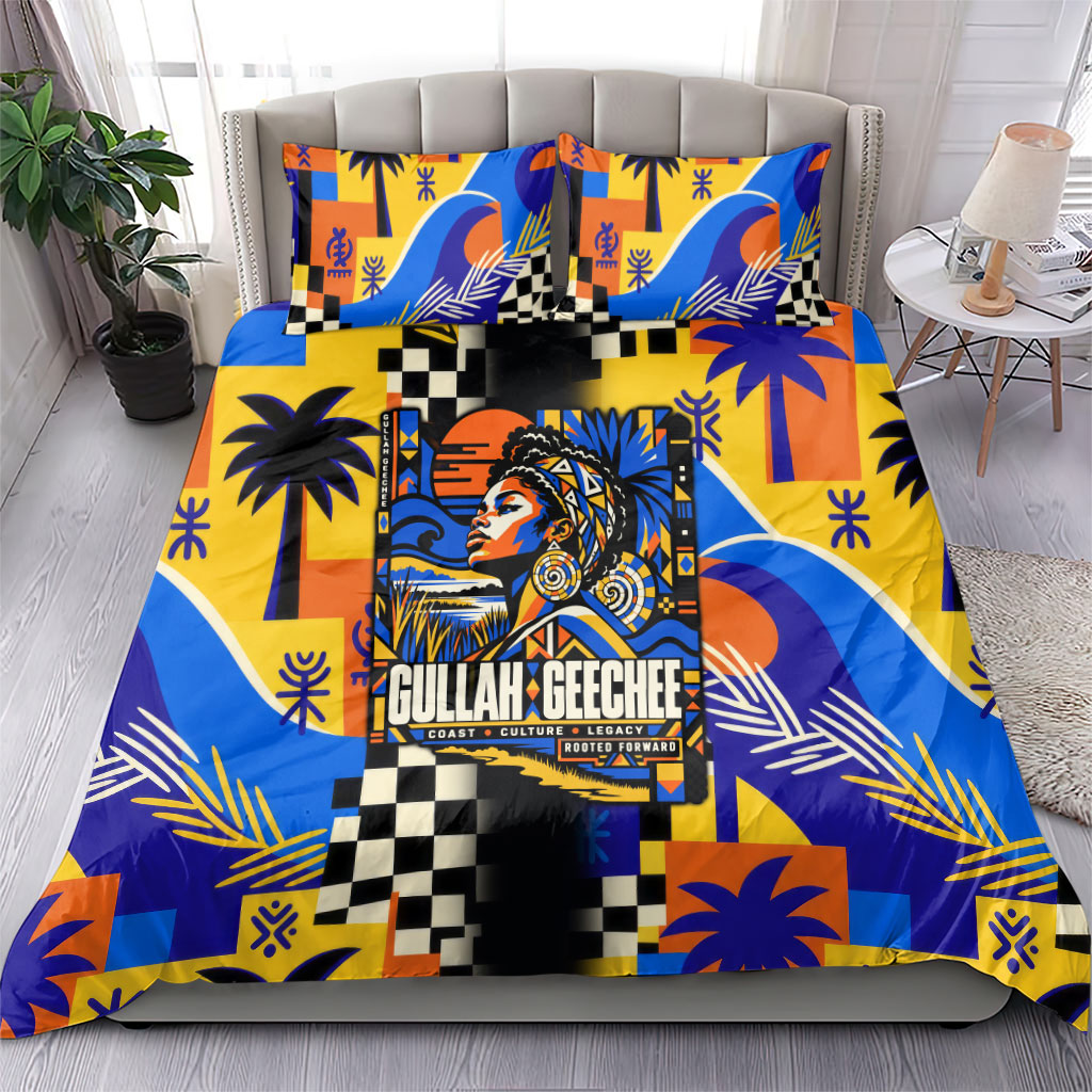 Gullah Geechee African American Bedding Set Black History Vibrant Abstract Coastal