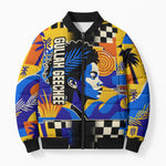 Gullah Geechee African American Bomber Puffer Jacket Black History Vibrant Abstract Coastal